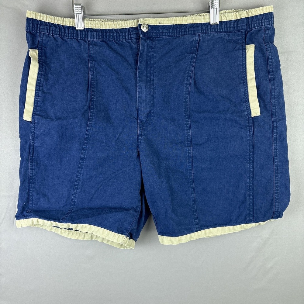 Vintage Surf Odyssey 2-Tone Shorts Mens Large Blue Beachwear Ramie/Cotton Blend